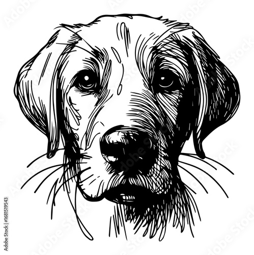 Expressive dog head sketch – detailed hand‑drawn Labrador retriever portrait