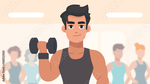 Man lifting dumbbell in gym
