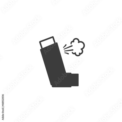 Inhaler Silhouette: A minimalist illustration of an inhaler, depicted in a clean, monochromatic style, releasing medication, signifying relief from asthma.