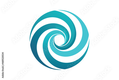 Elegant blue and teal swirling vortex design against a clean white background