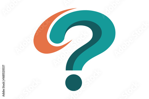 Stylized question mark in teal and orange evoking innovation and curiosity