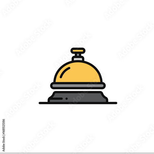 Service Bell Icon: A service bell icon, representing the hospitality industry and customer service, shown in a flat design, perfect for websites and apps.
