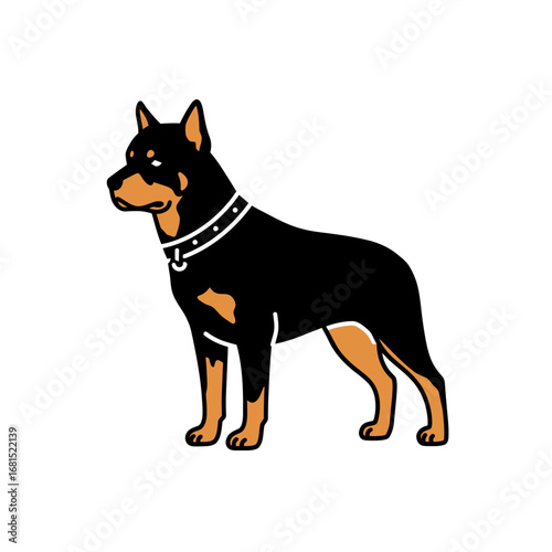 Loyal Guard: A meticulously drawn canine, embodying loyalty, stands proudly, collar signifying a trusted companion.