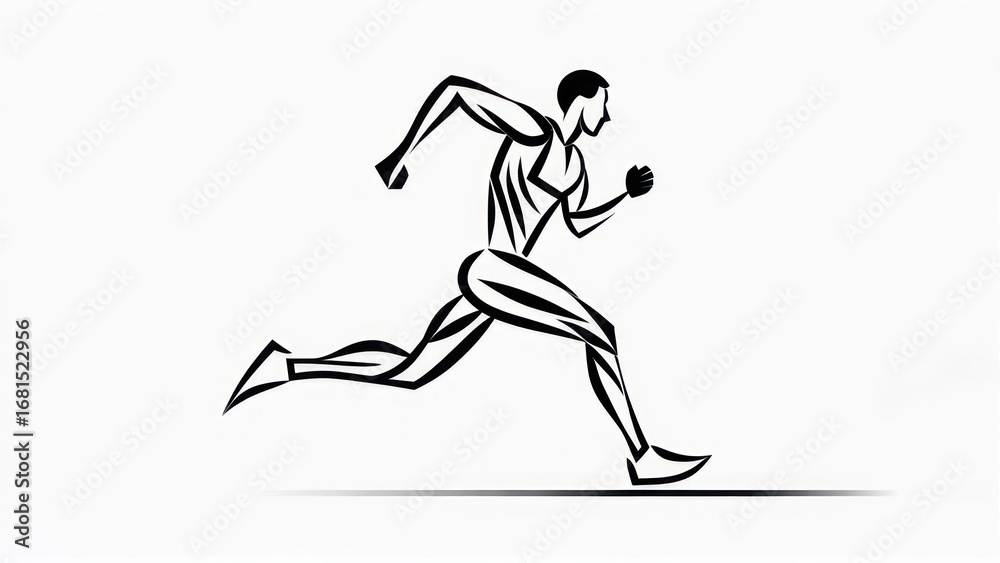 Fototapeta premium Dynamic Angular Line Art of a Muscular Sprinter in Full Stride