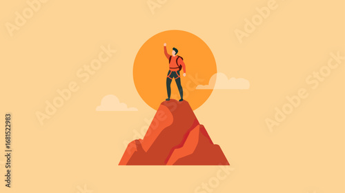 Person on mountain summit illustration