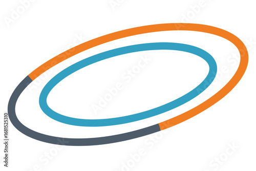 Abstract oval rings design in orange, blue, and grey coloring scheme