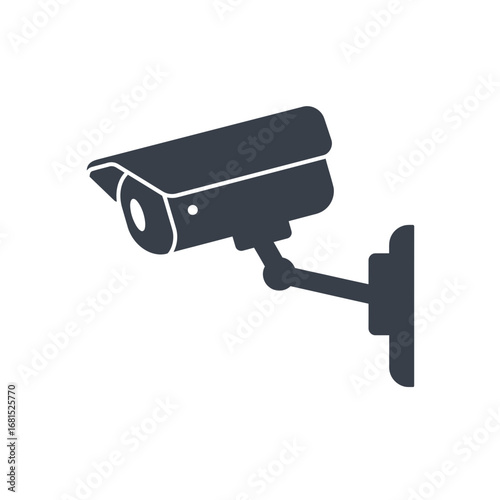 Surveillance Camera: A close-up monochrome image captures a detailed surveillance camera, mounted on a wall, illustrating security and protection concepts. 