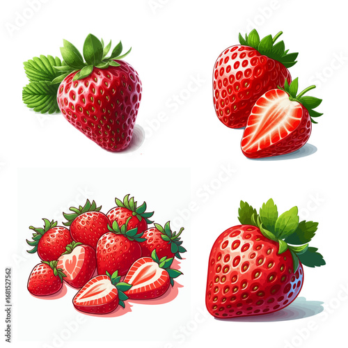 vector illustration of strawberry fruit. collection