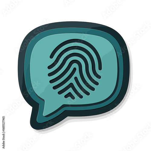 Fingerprint icon in speech bubble: digital security and identity concept