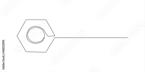 Continuous line drawing of repair, professional, hand, people, concept, support, maintenance,  Nut and nut Continuous one line drawing - Single line vector illustration