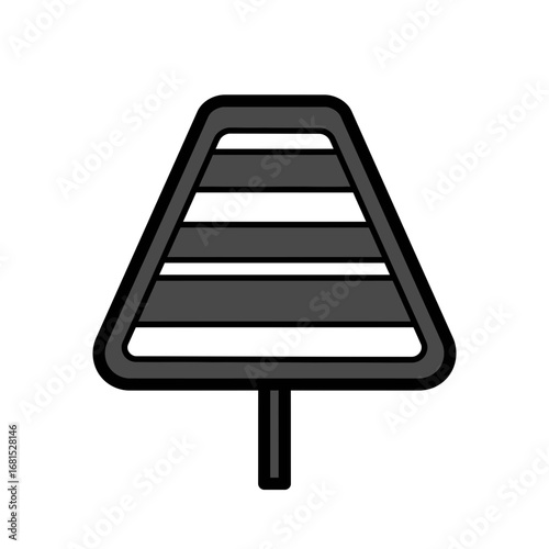 Road Hazard Warning Sign: A monochromatic road hazard warning sign, isolated, alerting viewers with a simple yet effective visual representation.