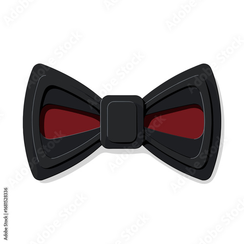 Elegant black and red bow tie on dark background: modern 3d design