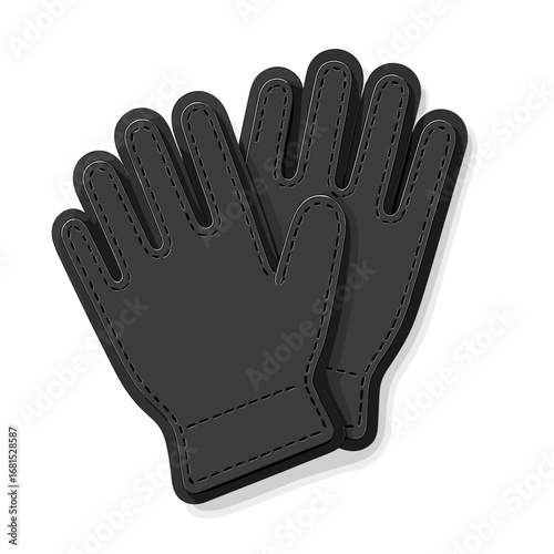 Black leather gloves on dark background: minimal design concept