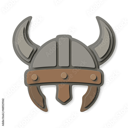3d viking helmet with horns on neutral background