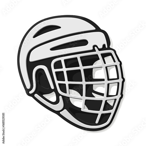 Hockey helmet icon with protective cage on gradient background