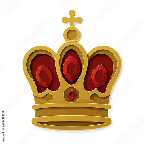 Golden crown with red jewels on gradient background