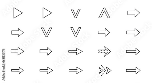 Diverse arrow icons set for navigation, direction, and progress, offering clear visual cues for any project.