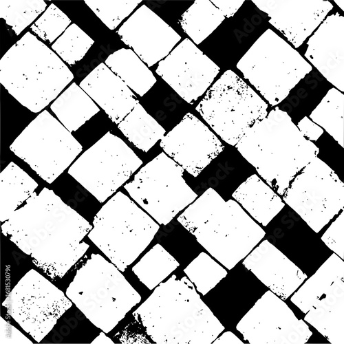 Black and white stone pavement texture background for digital design and surface pattern design projects usage