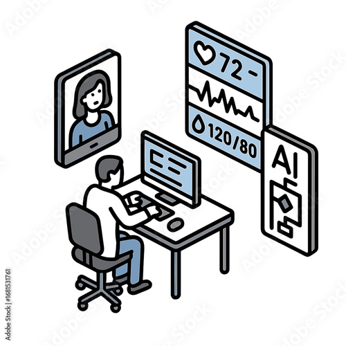 Isometric design of a smart health monitoring workspace with ai features