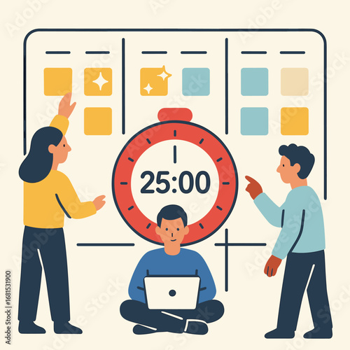 Collaborative teamwork using pomodoro technique for efficient time management