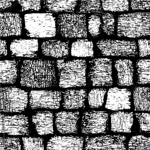 Black and white brick wall texture seamless pattern vector design grunge style background for graphic design 100