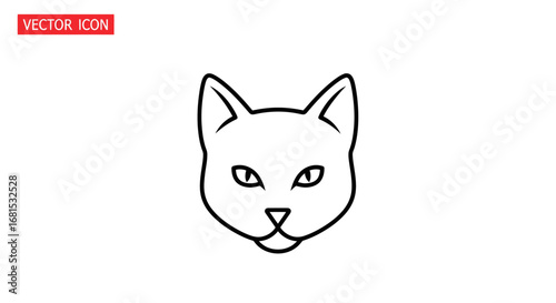 Charming outline of a cat's face, perfect for pet care brands, vet clinics, or animal lovers seeking adorable, minimalist graphics.