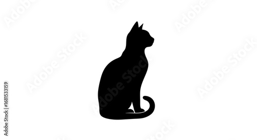 Elegant black cat silhouette poised gracefully on a clean white background, exuding sophistication and charm for versatile design projects.