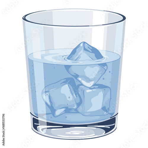 Glass of water with ice cubes 