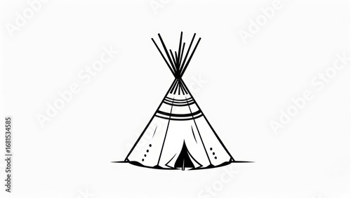 Stylized Native American Teepee: A Minimalist Black and White Graphic Icon