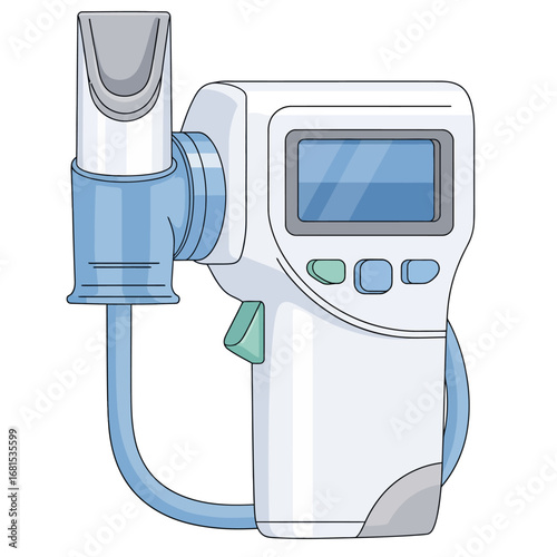 Portable Spirometer Vector Illustration: A Medical Device for Respiratory and Pulmonary Function Testing