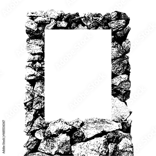 Stone rock frame border vector graphic design element for backgrounds and decorative layouts with space 100