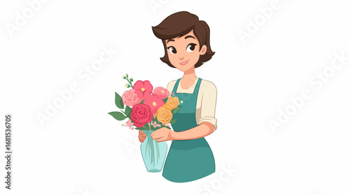 Woman holding flowers in vase