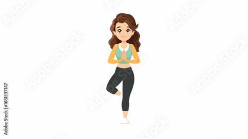 Woman in tree yoga pose illustration