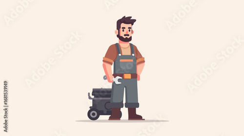 Worker with toolbox illustration