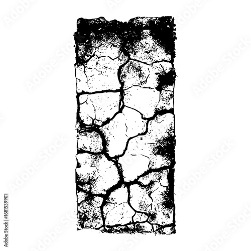 Distressed texture vector grunge background cracked surface design element black and white abstract illustration