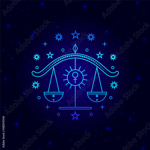  Libra zodiac sign  on dark blue background
