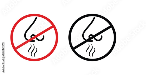 Bad Smell Nose Icon – Stroke & Fill Silhouette Style