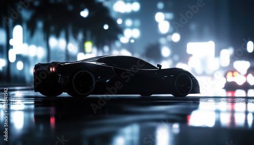 Royal Street King - Exotic Supercar Silhouette: A Striking And Luxurious Silhouette Of A High-End Exotic Supercar On A Urban Street.