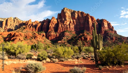 Red rock formations and desert landscape.  Vast, dramatic