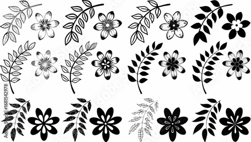 Delicate floral blossoms and leafy branches pattern, creating a naturally elegant and fresh botanical design