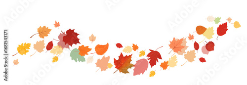 Wallpaper Mural Autumn leaf border. Wave of falling leaves. Leaf fall . Autumn flying leaves . Watercolor leaves in the wind. Autumn leaves seamless border .  Torontodigital.ca