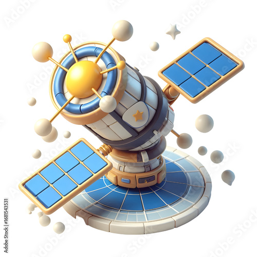 3D Cartoon Satellite isolated on white background