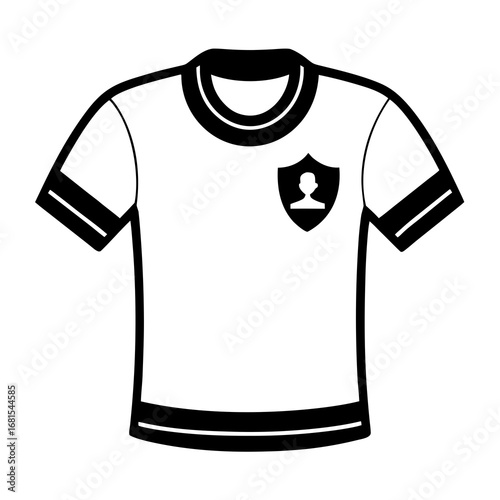 Black Silhouette Vintage Ringer T-Shirt Vector Illustration on White Background
