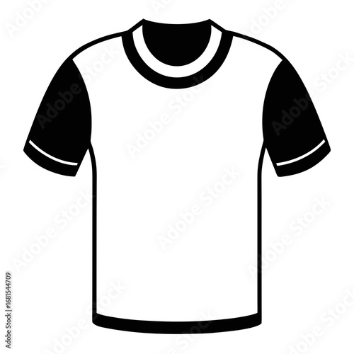 Black Silhouette Vintage Ringer T-Shirt Vector Illustration on White Background