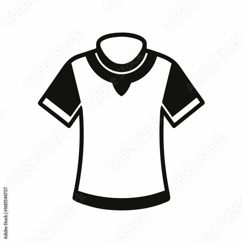 Black Silhouette Vintage Ringer T-Shirt Vector Illustration on White Background