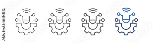 outline icon set it support with gear design and wifi signal
