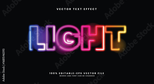 Light neon 3d editable text effect template