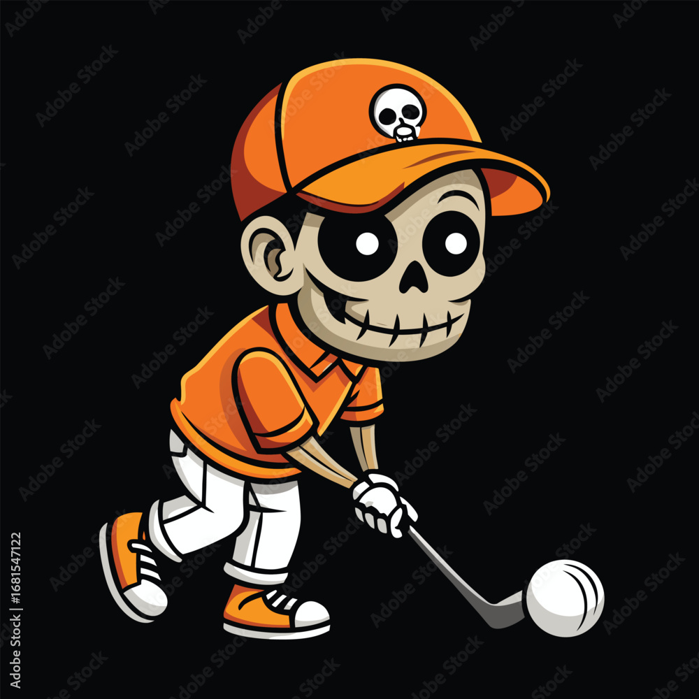 Fototapeta premium Funny vector illustration of a cartoon boy playing basketball with a hat