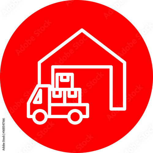 Outgoing Shipment Vector Line White Circle Red Icon Design