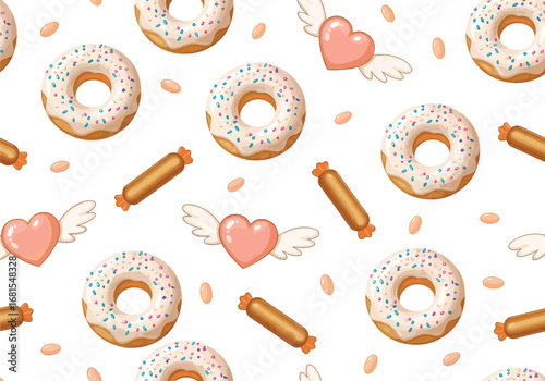 Sweet delights adorable donut hearts and pastry pattern design